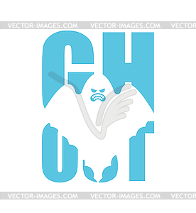 Ghost Lettering Silhouette of in text. Spooky - vector clipart