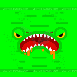 Monster face. Teeth and jaws of green monstrosity - vector clipart