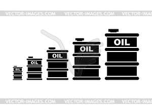 Oil price rise graph. An expanding barrel of oil. - vector clip art