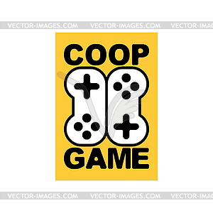 Coop game logo. Cooperative game sign. Video game - vector clip art