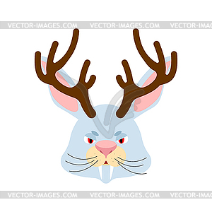 Jackalope . Hare with antlers mythical animal. il - vector image