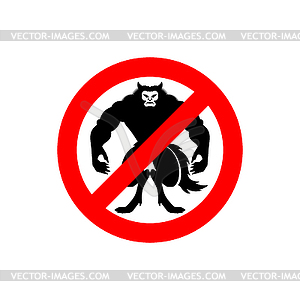 Stop Werewolf. Ban werwolf Monster. Red - vector clip art