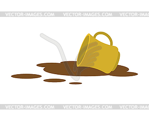 Cup of Coffee spilled. Spilled tea  - vector image