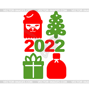 Santa icon set. Santa claus symbol new year and - vector image