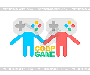 Coop game logo. Cooperative game sign. Video game - vector image