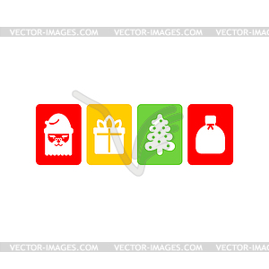 Santa icon set. Santa claus symbol new year and - vector image