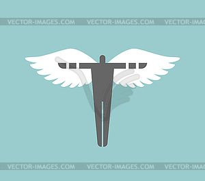 Icarus sign. Man with wings logo. Angel symbol - vector clipart