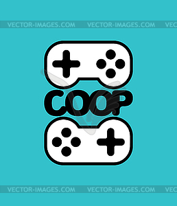 Coop game logo. Cooperative game sign. Video game - vector clipart