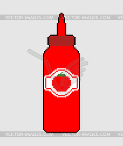 Ketchup bottle pixel art. Packing ketchup pixelated - vector clipart