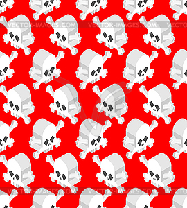 Skull isometric pattern seamless. Skeleton head - vector image