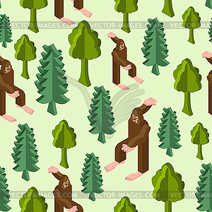 Yeti isometric pattern seamless. bigfoot now monste - vector clipart