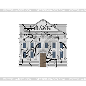 Broken bank. concept Bank bankruptcy. Bank collapse - vector clipart