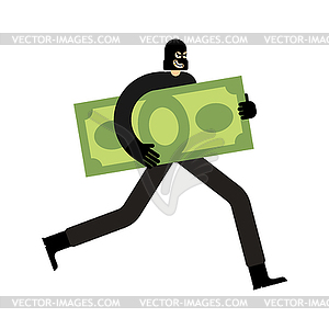 Thief stolen money. Criminal stole Cash - vector clip art