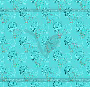 Skull Hand drawing pattern seamless. Skeleton head - vector clipart