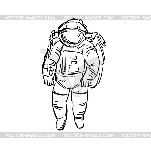 Astronaut cosmonaut hand drawing. spaceman - vector image