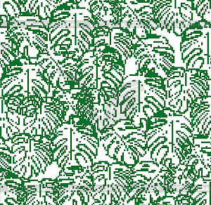Monstera pattern pixel art. pixelated Palm leaves - vector clipart