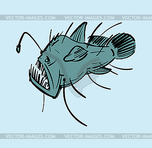 Angler Deep sea fish hand drawing - vector clip art