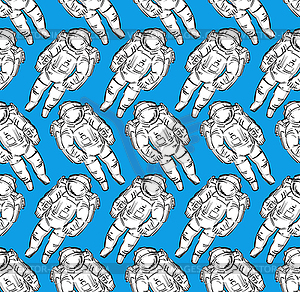 Astronaut pattern seamless. hand drawing cosmonaut - vector clipart