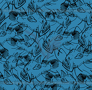 Angler Deep sea fish pattern seamless. Deep-sea fis - royalty-free vector image