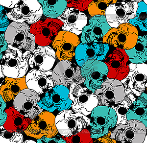Colored Skull pattern seamless. Hand drawing - vector image
