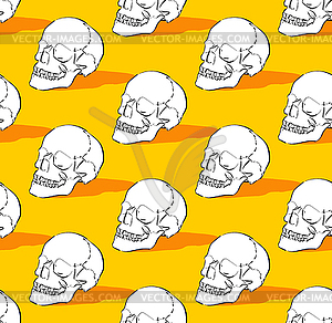 Skull pattern seamless. Hand drawing Skeleton head - vector image