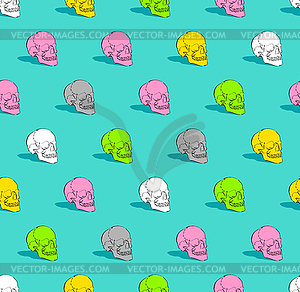 Colored Skull pattern seamless. Hand drawing - vector image