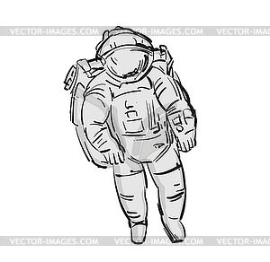 Astronaut cosmonaut hand drawing. spaceman - vector image