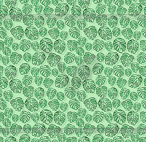 Monstera pattern seamless. Palm leaves background. - vector image