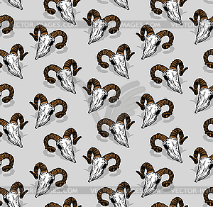 Goat skull pattern seamless. Goat head skeleton han - vector clip art