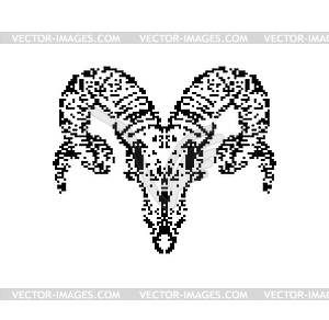 Goat skull pixel art. pixelated Goat head - vector clipart