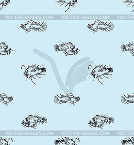 Удильщик Глубоководный рисунок рыбы бесшовный. Глубоководная ФИС - векторный клипарт / векторное изображение