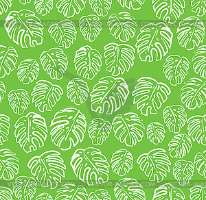 Monstera pattern seamless. Palm leaves background. - royalty-free vector clipart