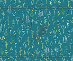 Wildflowers hand drawing pattern seamless. Wild - vector image