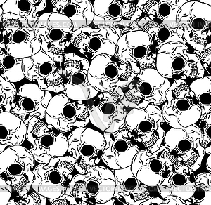 Skull pattern seamless. Hand drawing Skeleton head - vector image