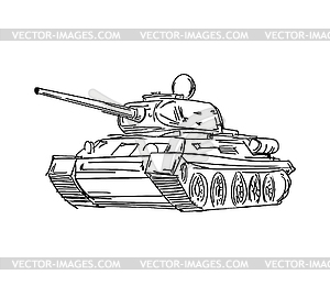 Tank hand drawing. Military tank sketch - vector clip art