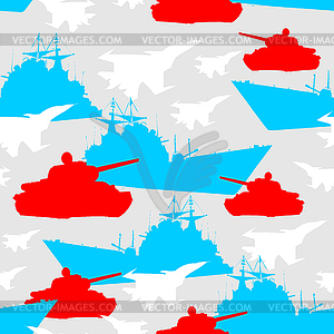 February 23 pattern seamless. Tank and aircraft. - vector image