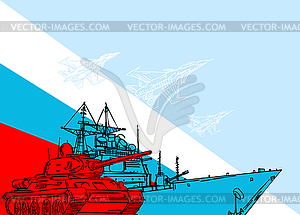 23 February. Military equipment tank and plane - vector clip art