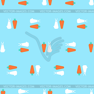 Rabbit and carrot cute cartoon pattern seamless. - vector clip art