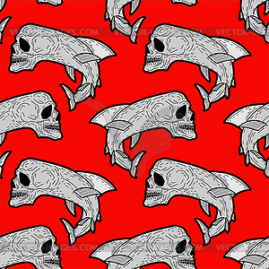 Fish skeleton pattern seamless. Terrible variety - vector clipart