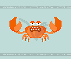 Crab pixel art . 8 bit sea cancer red. pixelated - vector clipart