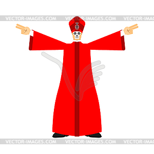 Evil preacher. Black Mass satan pastor. Angry - vector clipart