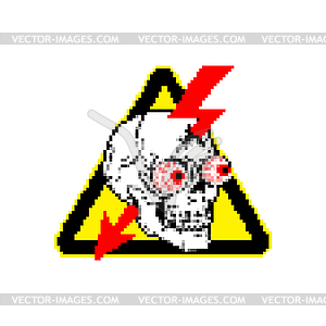 Danger! Keep out. pixel art. High voltage icon. - vector clip art