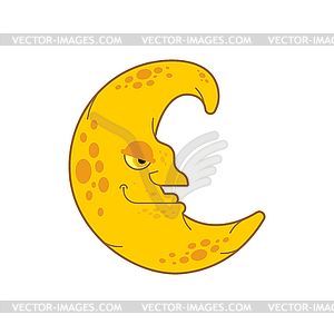 Crescent face . Moon With Face - vector image