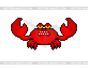 Crab pixel art . 8 bit sea cancer red. pixelated - vector clipart