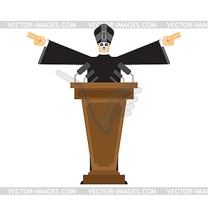 Evil preacher. Black Mass satan pastor. Angry - vector image