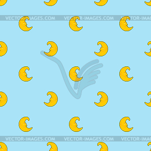 Crescent face pixel art pattern seamless. 8 bit Moo - stock vector clipart