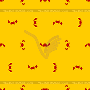 Crab pattern seamless. sea cancer red background. - vector clip art