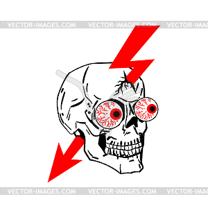 Skull and lightning sign of danger. High voltage - vector clip art