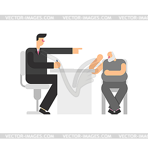 Ageism - Boss fires grandfather. boss shows grandda - vector image