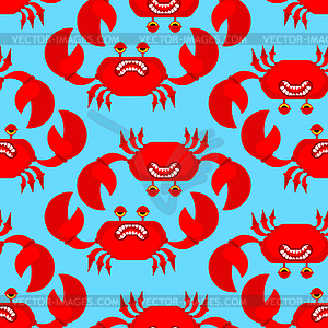 Crab pattern seamless. sea cancer red background. - vector clip art